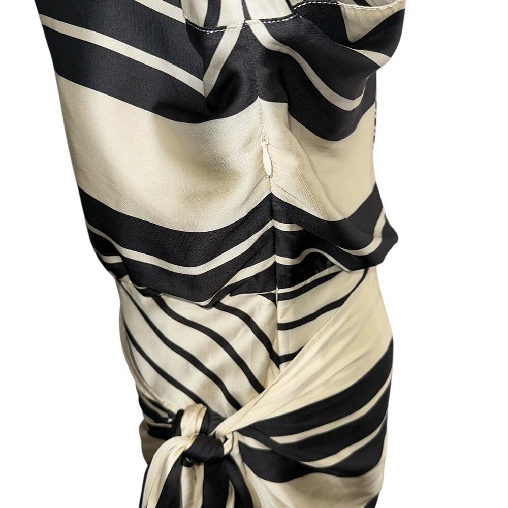 L'Academia Striped Kamile Asymmetrical Side Knot Satin Mini Dress Size Medium - Picture 10 of 12